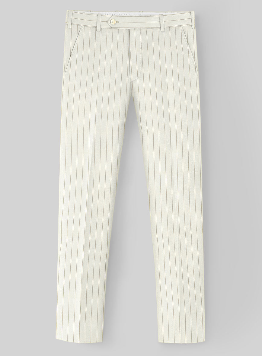 Napolean Tullio Stripe Ivory Wool Pants - StudioSuits