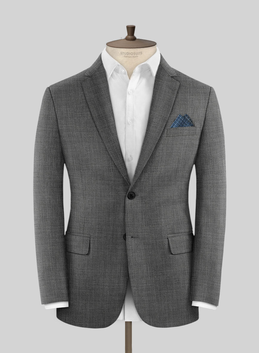 Napolean Sharkskin Gray Wool Jacket - StudioSuits