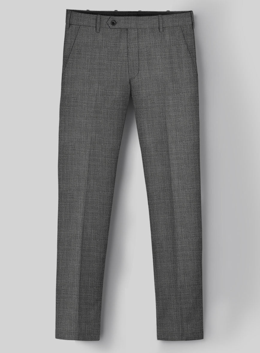 Napolean Sharkskin Gray Wool Pants - StudioSuits