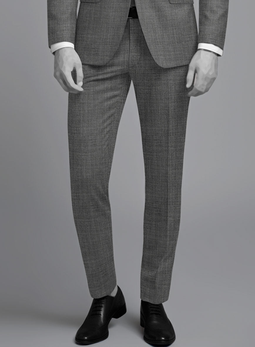 Napolean Sharkskin Gray Wool Pants - StudioSuits