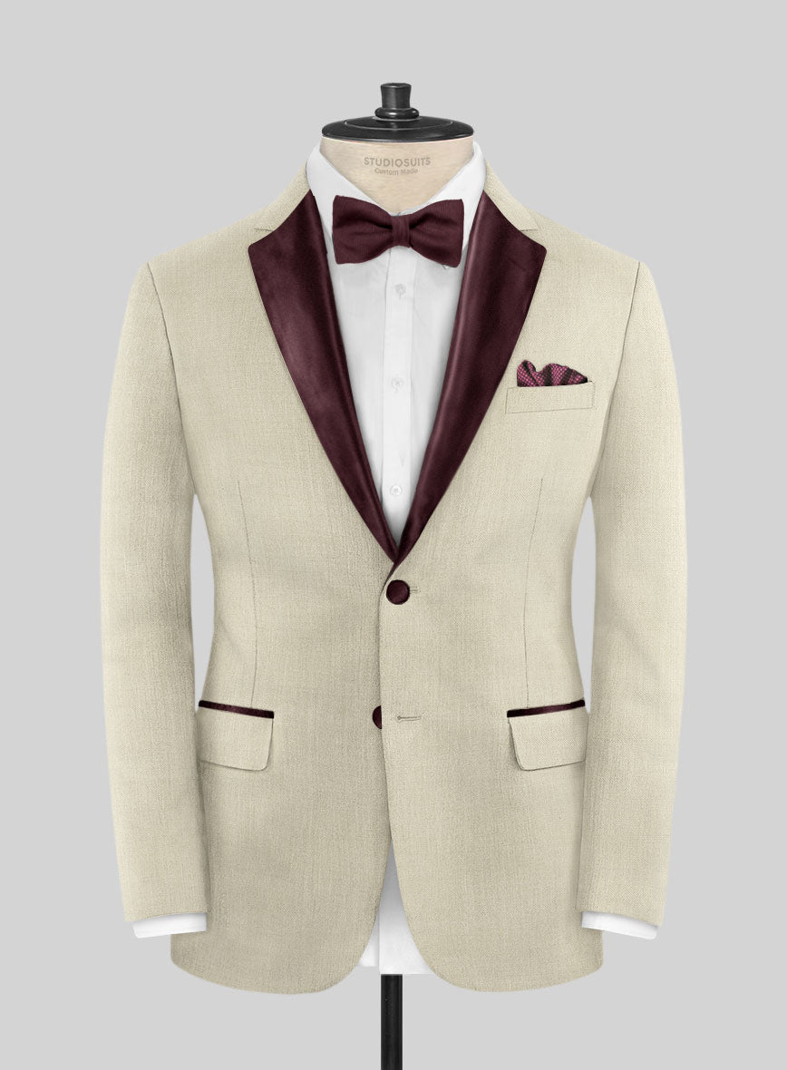 Napolean Stretch Beige Wool Tuxedo Jacket - StudioSuits