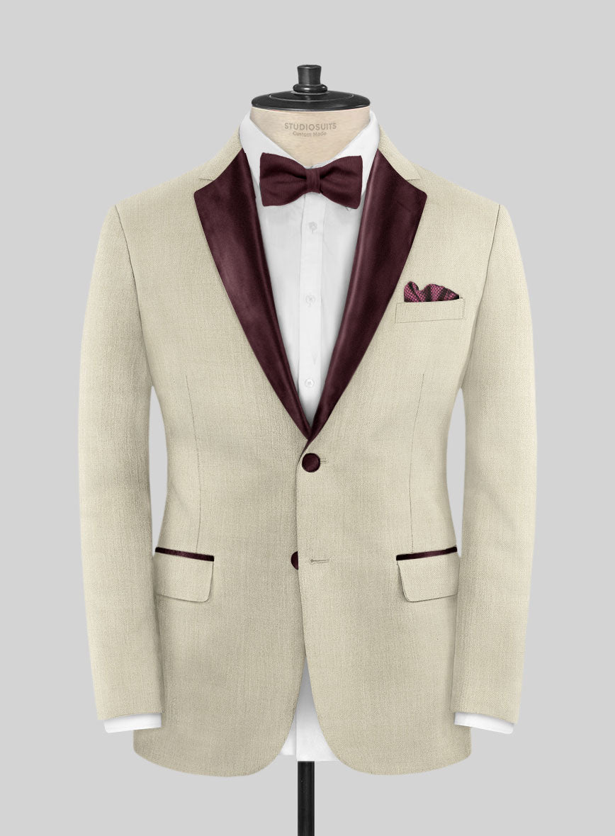 Napolean Stretch Beige Wool Tuxedo Suit - StudioSuits