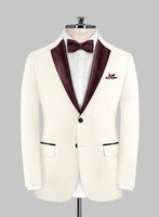 Napolean Stretch Ivory Wool Tuxedo Jacket - StudioSuits