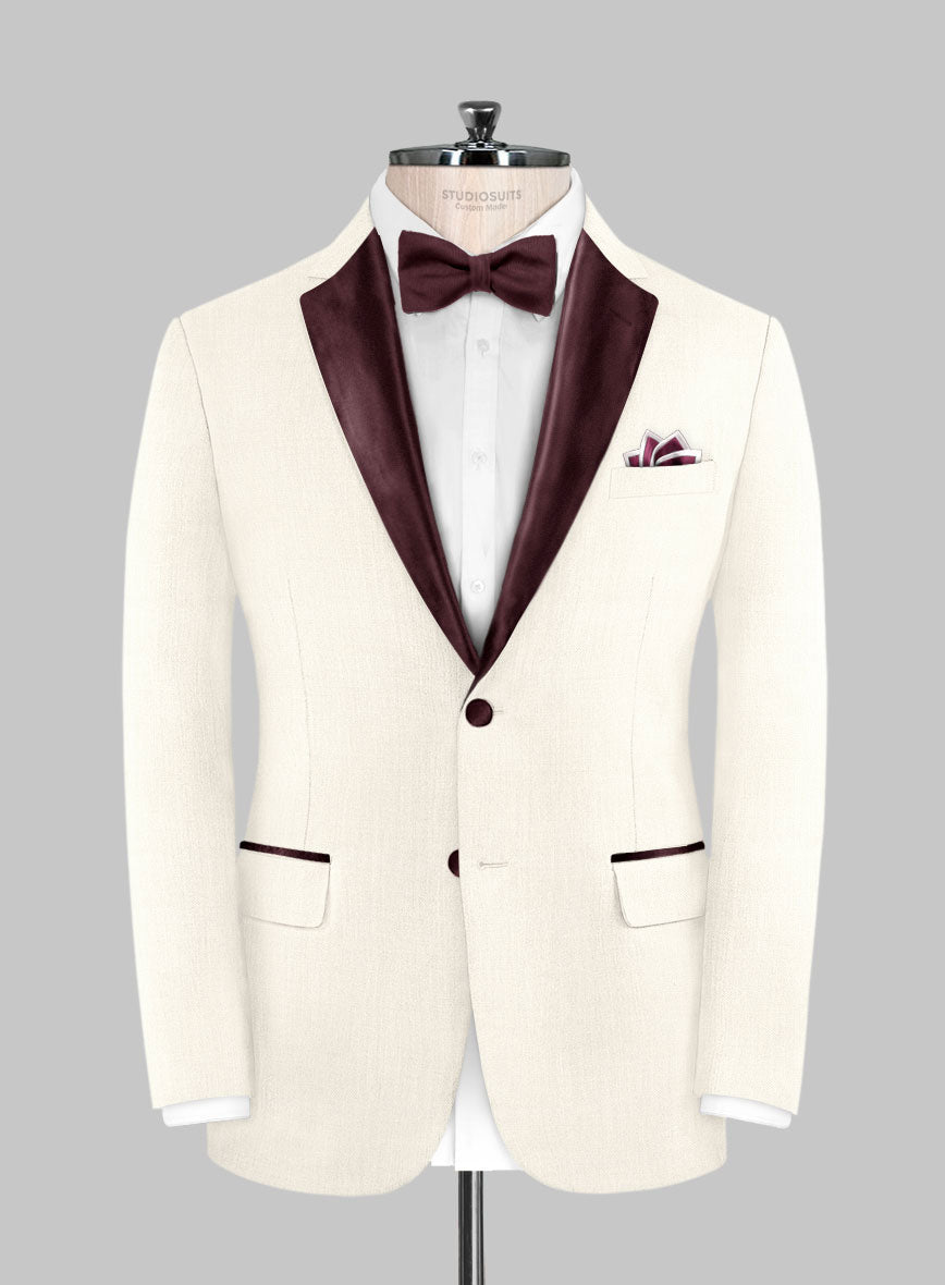 Men's Napolean Stretch Ivory Wool Tuxedo Suit by StudioSuits