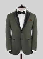 Napolean Stretch Olive Green Wool Tuxedo Jacket - StudioSuits