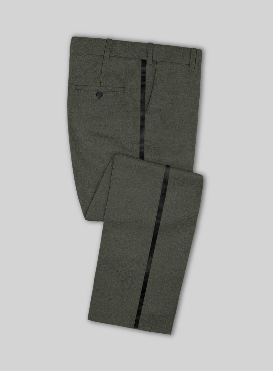 Napolean Stretch Olive Green Wool Tuxedo Suit - StudioSuits