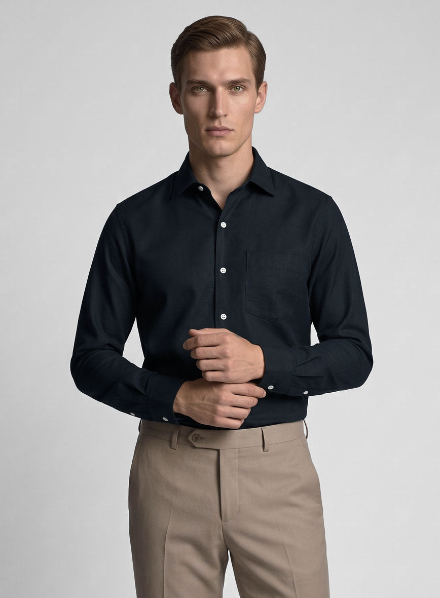Navy Stretch Poplene Shirt - StudioSuits