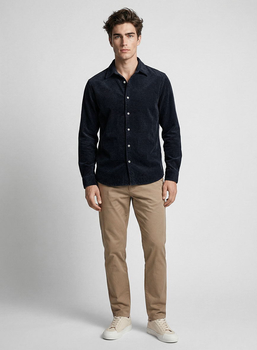 Navy Blue Corduroy Shirt - StudioSuits