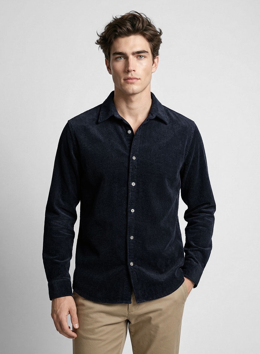 Navy Blue Corduroy Shirt - StudioSuits