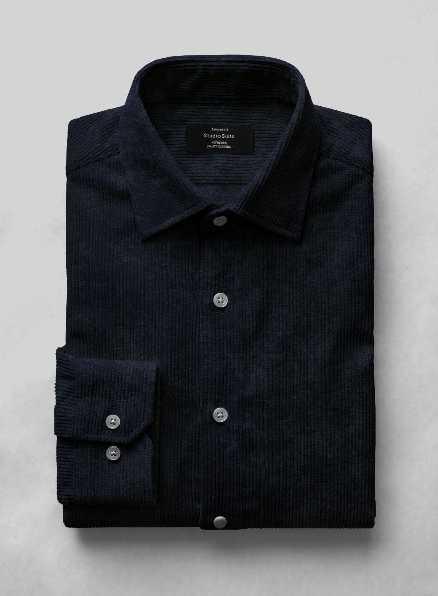 Navy Blue Corduroy Shirt - StudioSuits