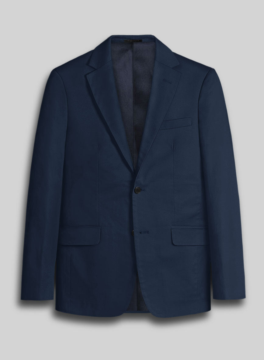 Navy Blue Napoli Stretch Light Weight Cotton Jacket - StudioSuits
