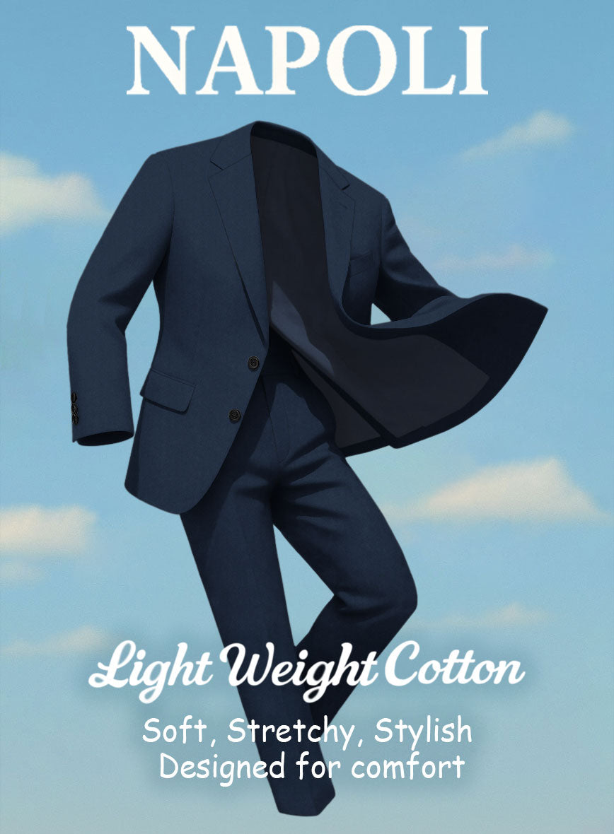 Navy Blue Napoli Stretch Light Weight Cotton Jacket - StudioSuits