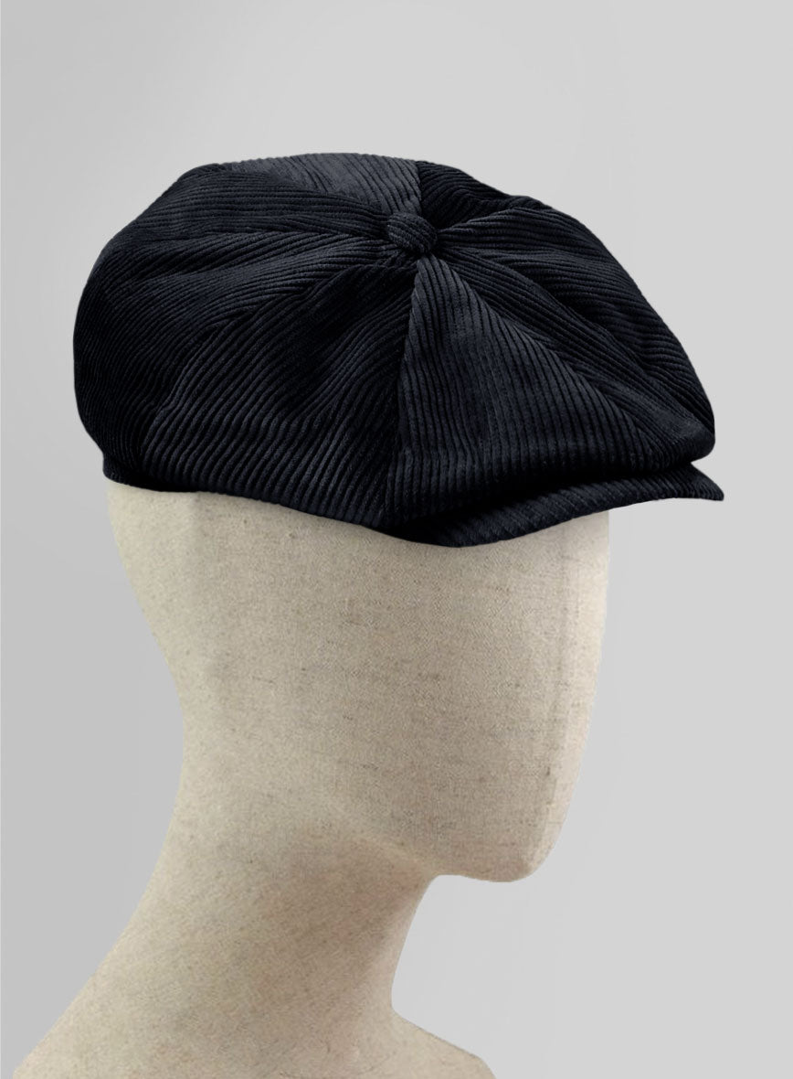 Navy Blue Thick Corduroy Newsboy Cap - StudioSuits