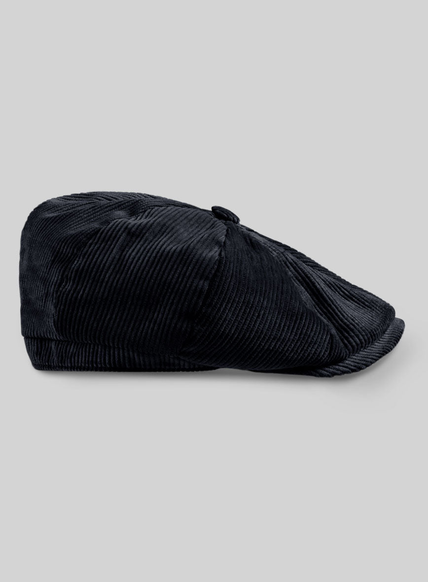 Navy Blue Thick Corduroy Newsboy Cap - StudioSuits