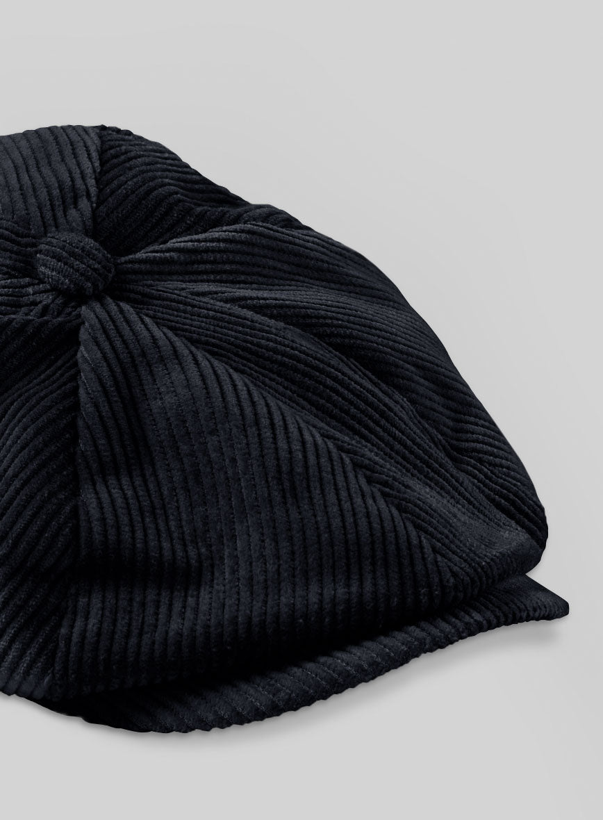 Navy Blue Thick Corduroy Newsboy Cap - StudioSuits