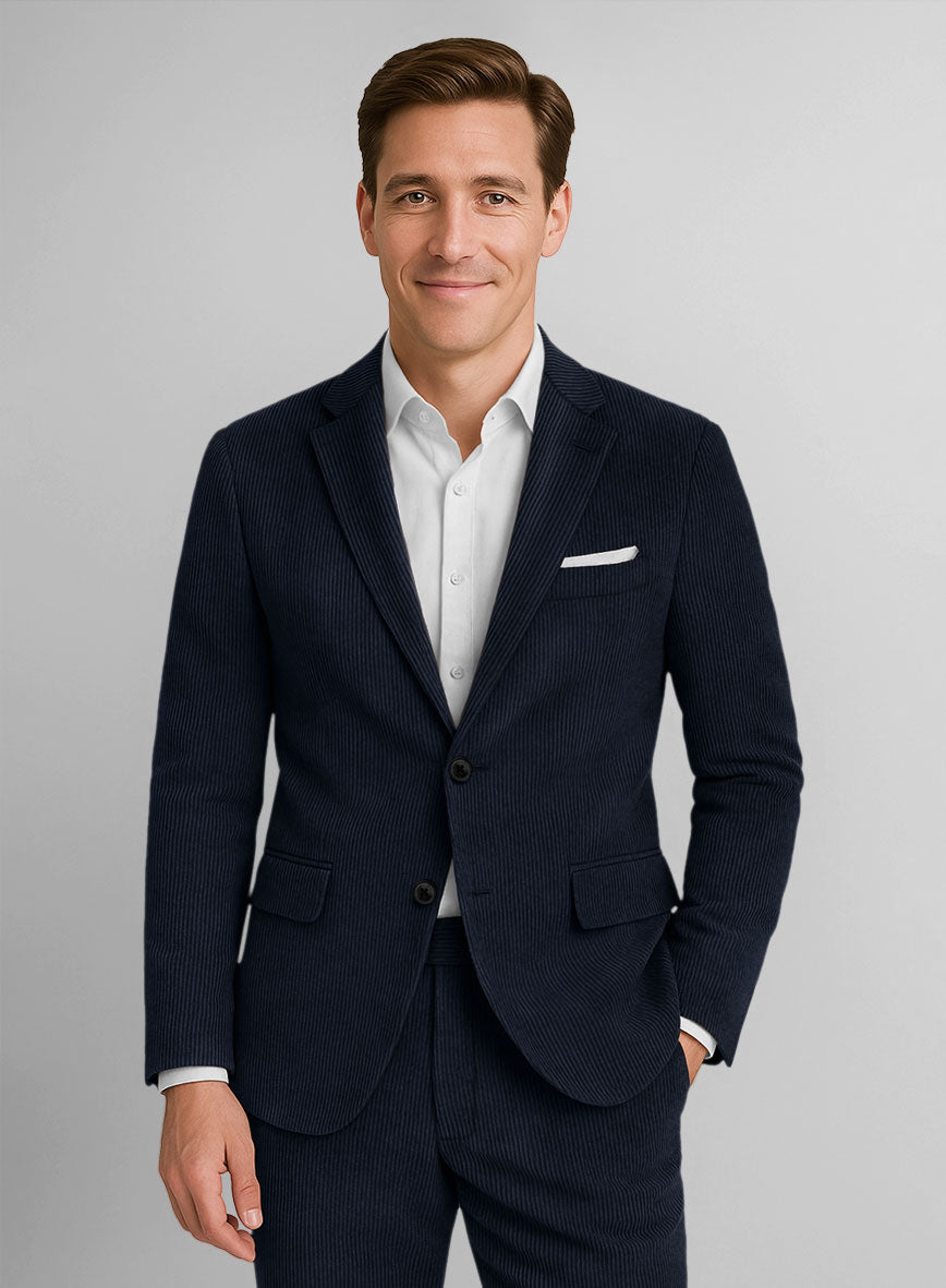 Navy Blue Corduroy Suit - StudioSuits
