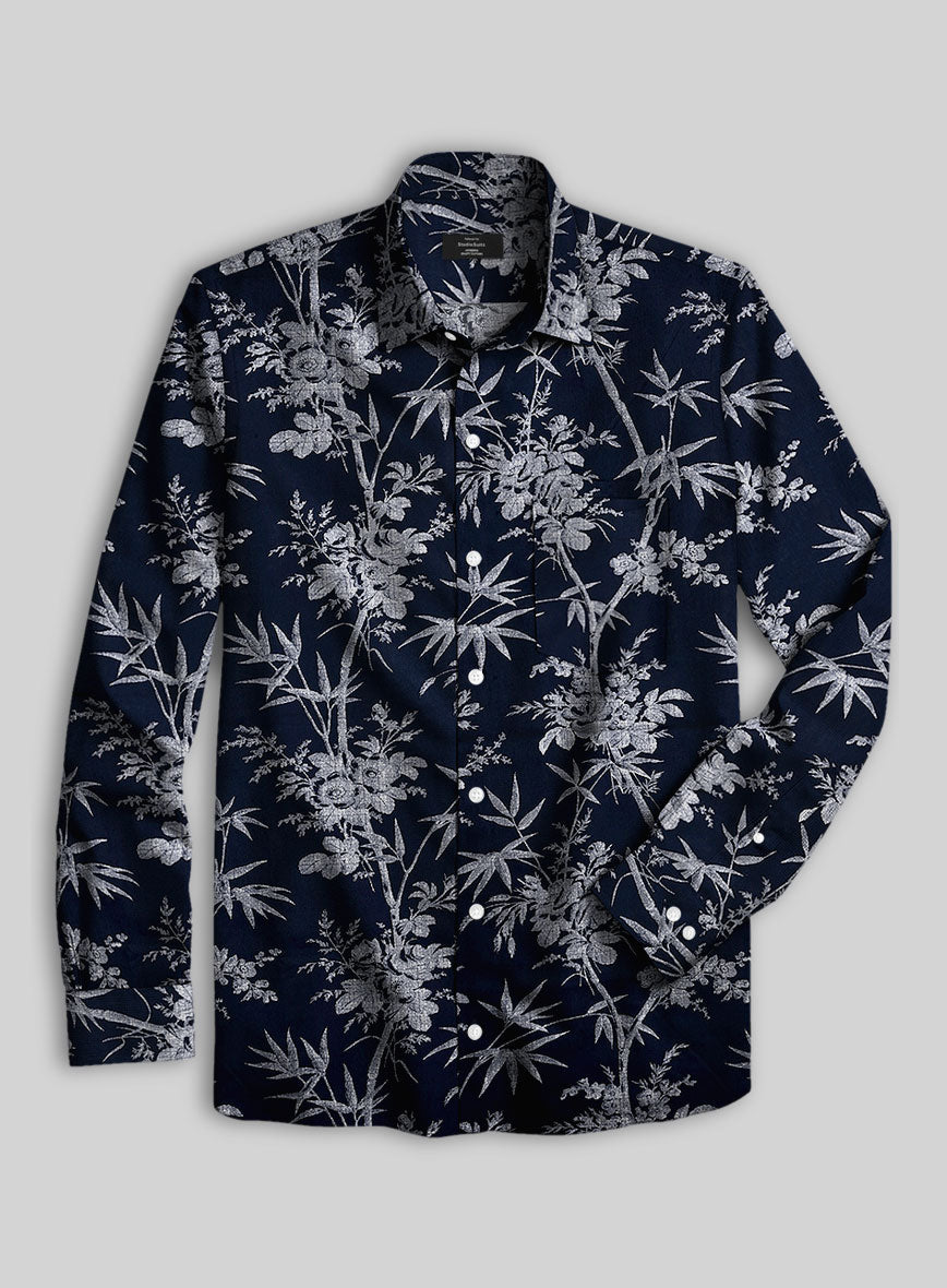 Navy Botanica Cotton Shirt - StudioSuits
