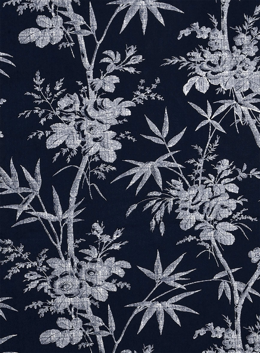 Navy Botanica Cotton Shirt - StudioSuits