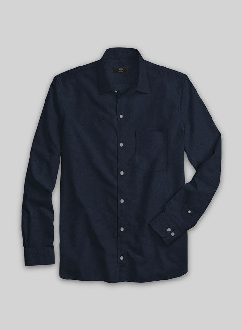 Navy Herringbone Cotton Shirt - StudioSuits