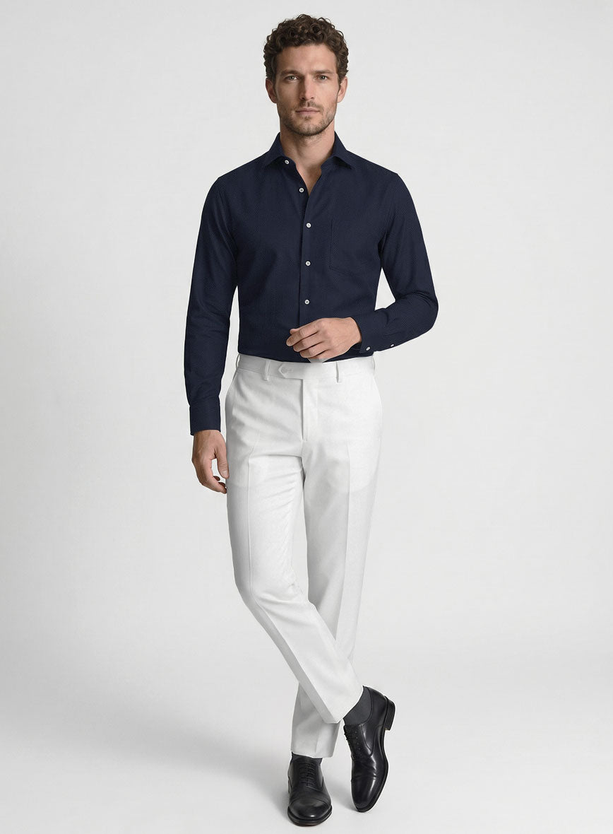 Navy Herringbone Cotton Shirt - StudioSuits