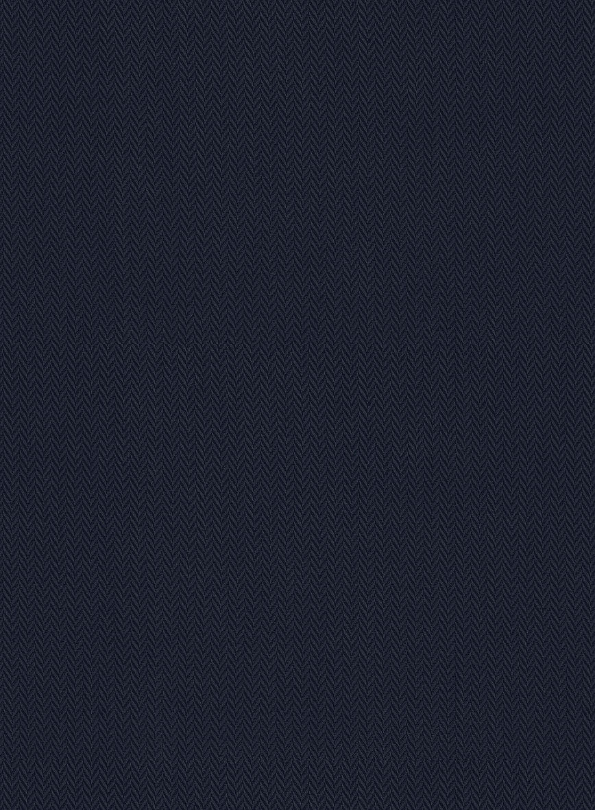 Navy Herringbone Cotton Shirt - StudioSuits