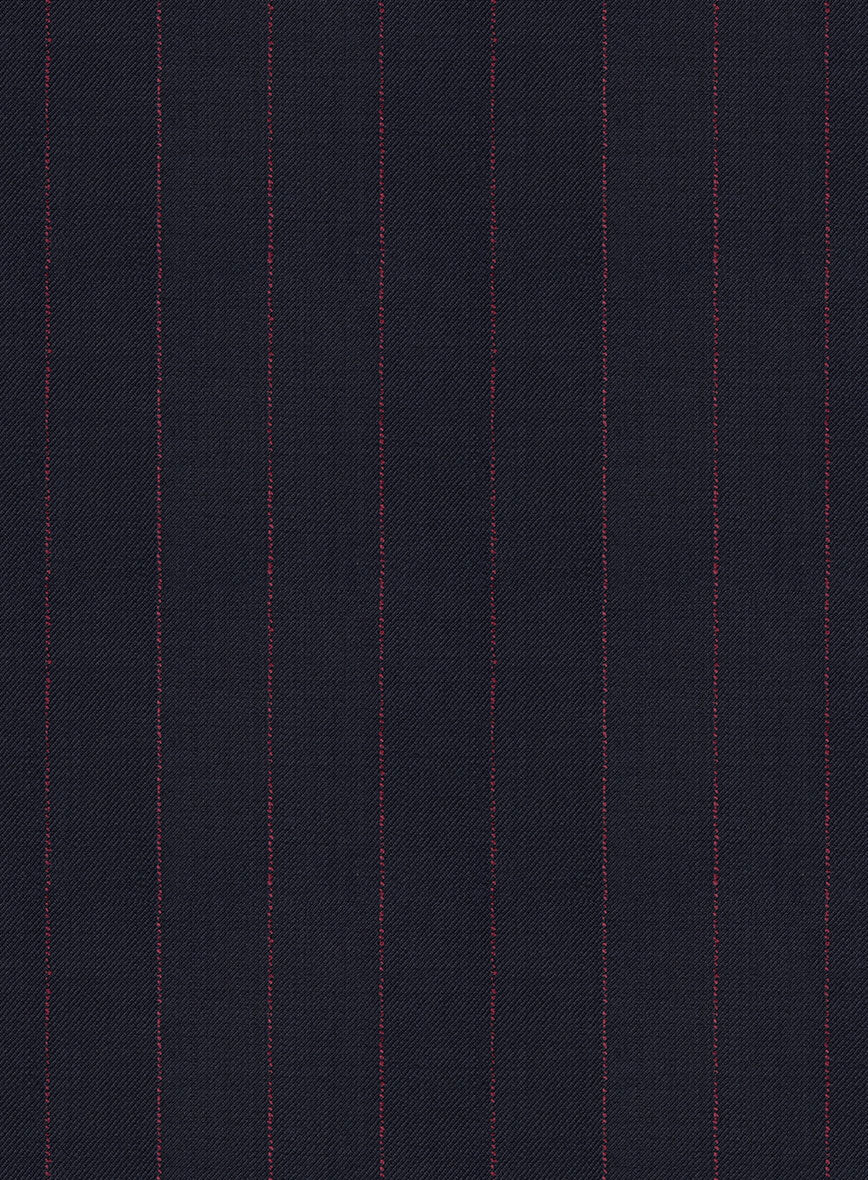 Navy Old World Stripe Wool Pants - StudioSuits