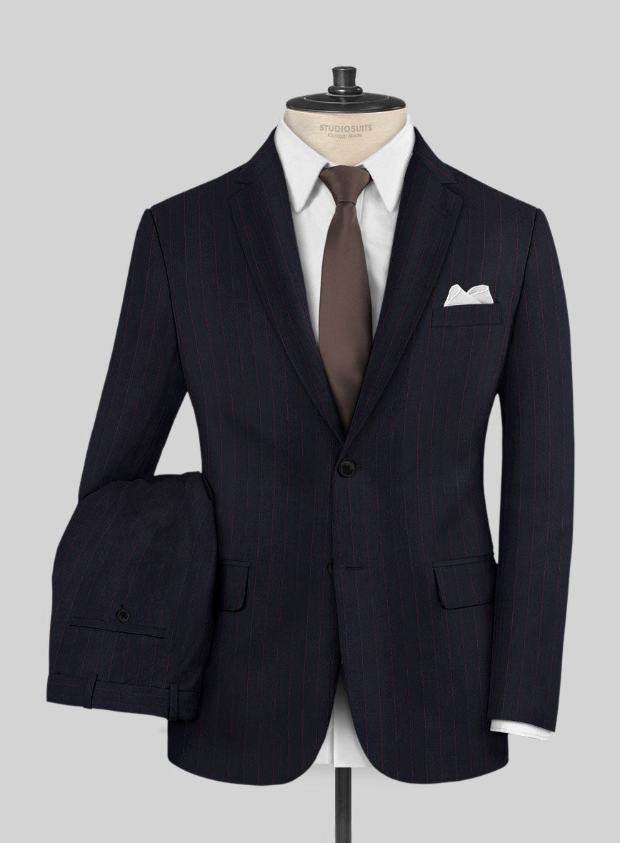 Navy Old World Stripe Wool Suit - StudioSuits