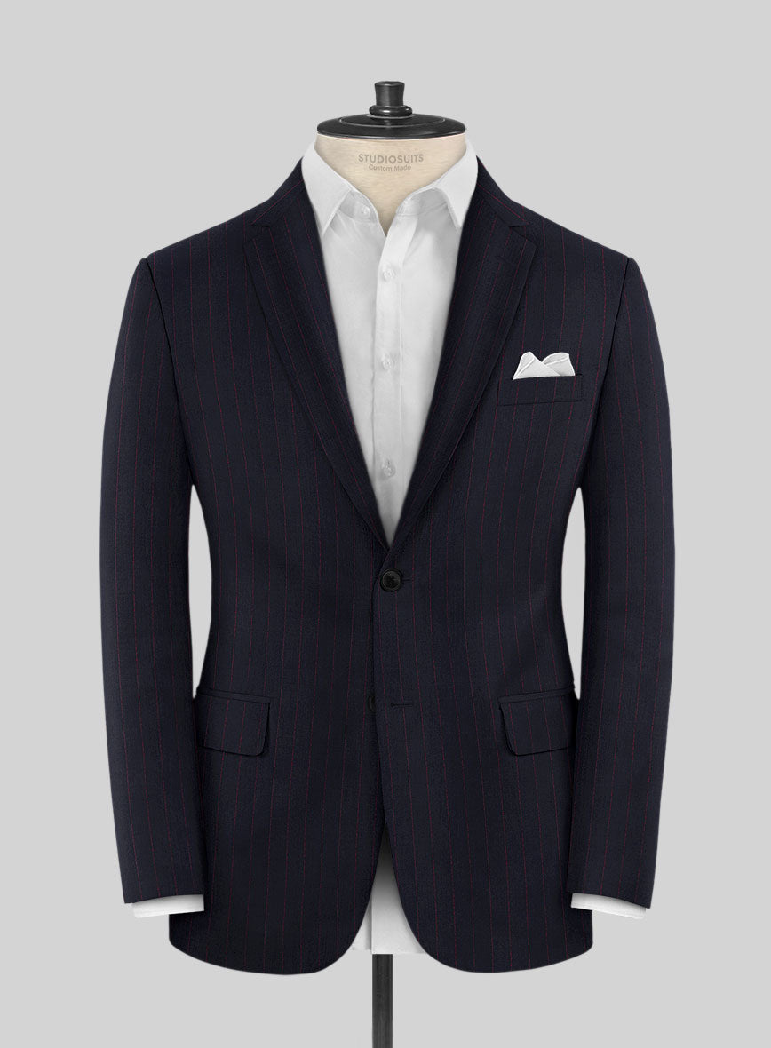 Navy Old World Stripe Wool Suit - StudioSuits