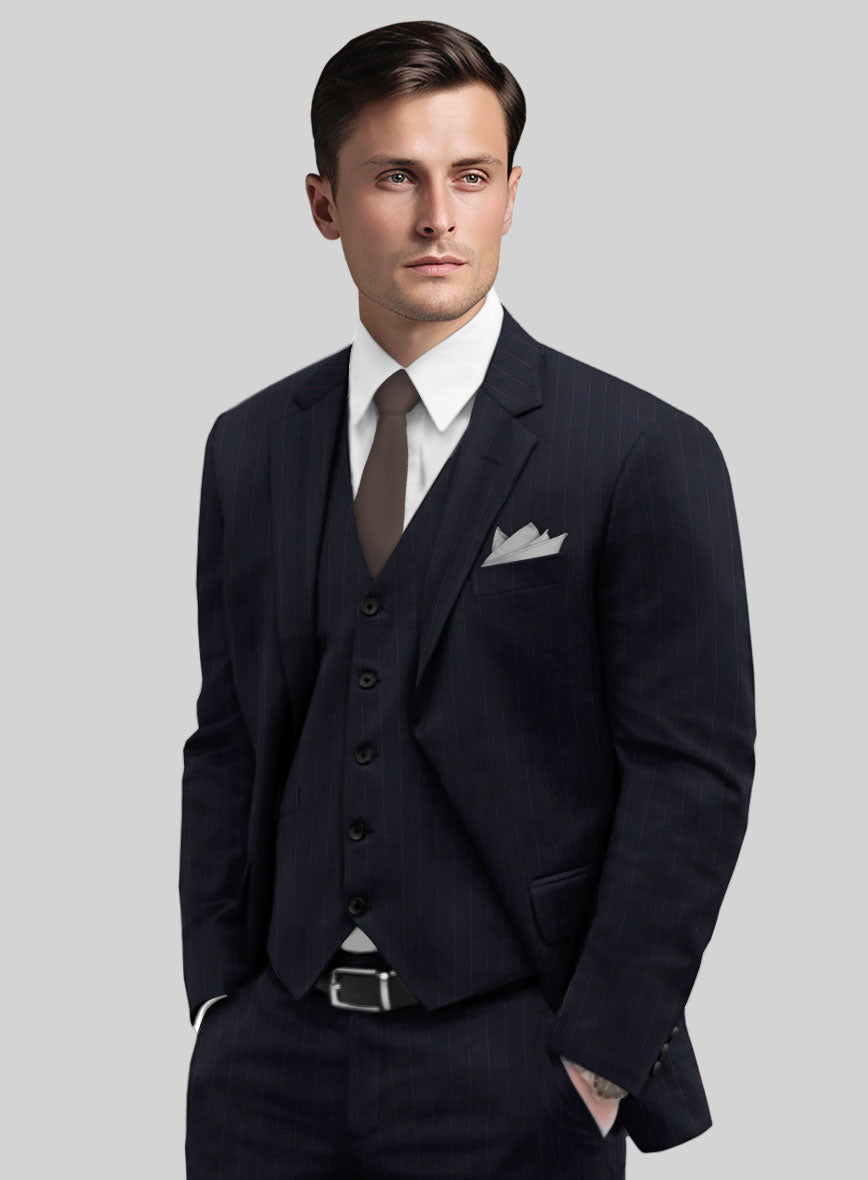 Navy Old World Stripe Wool Suit - StudioSuits