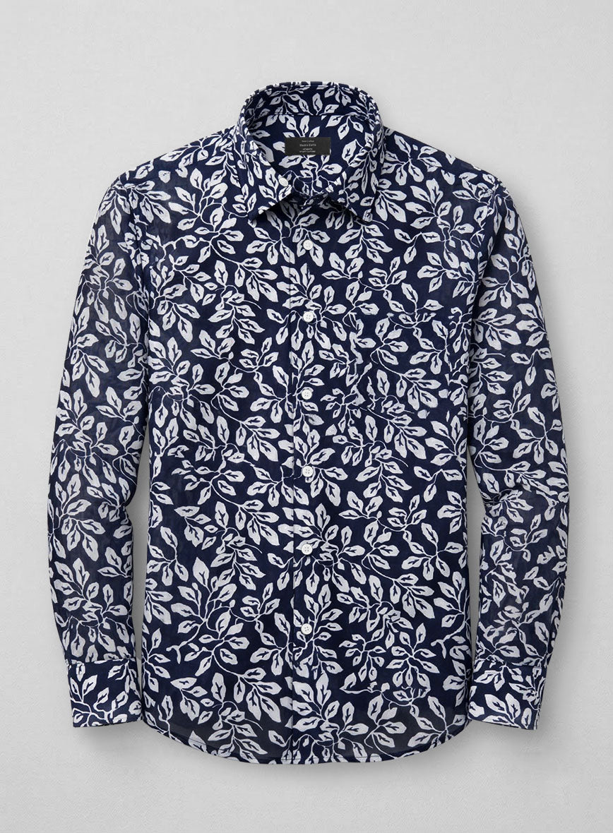 Navy Orchard Feather Cotton Shirt - StudioSuits