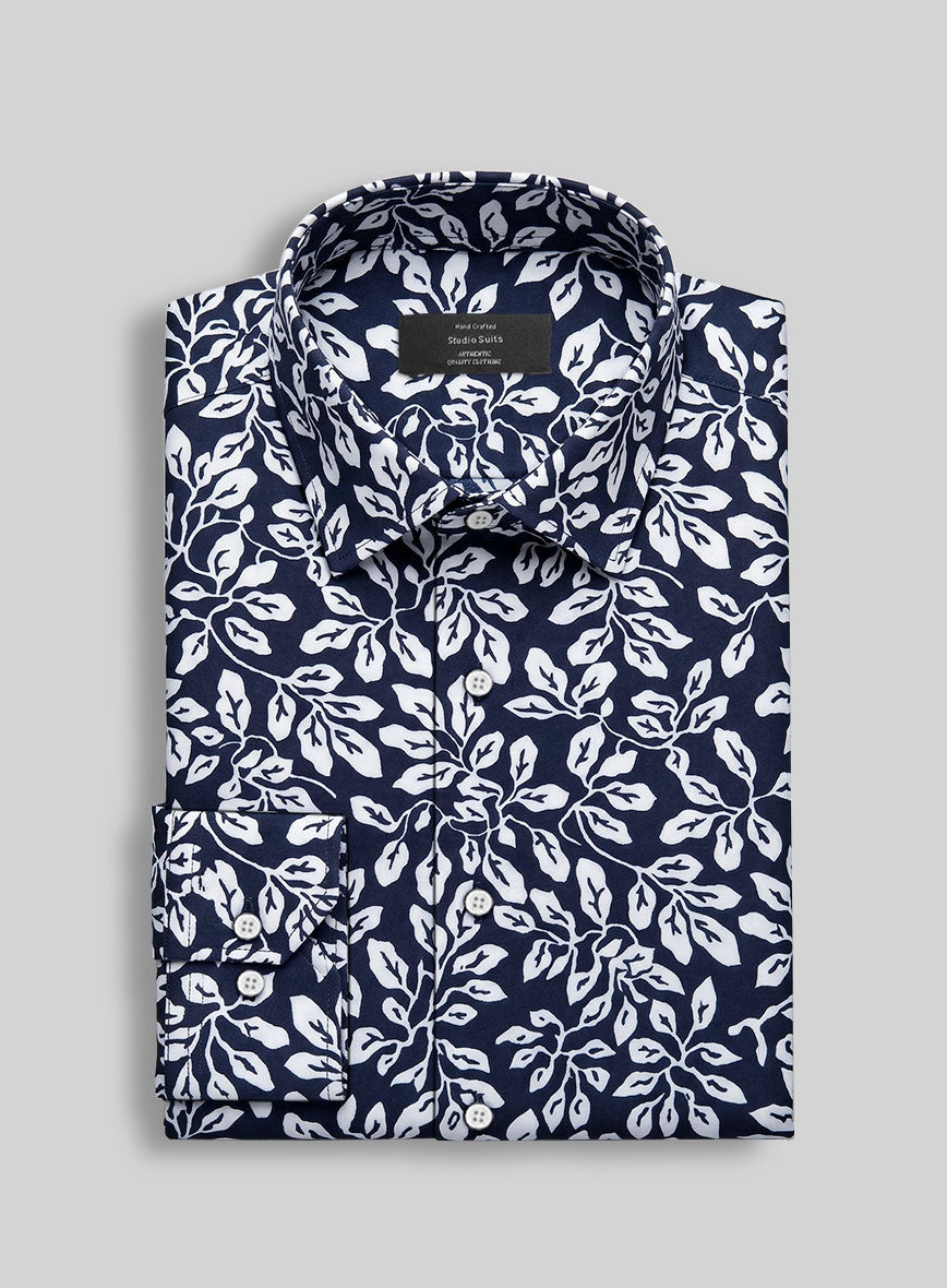 Navy Orchard Feather Cotton Shirt - StudioSuits