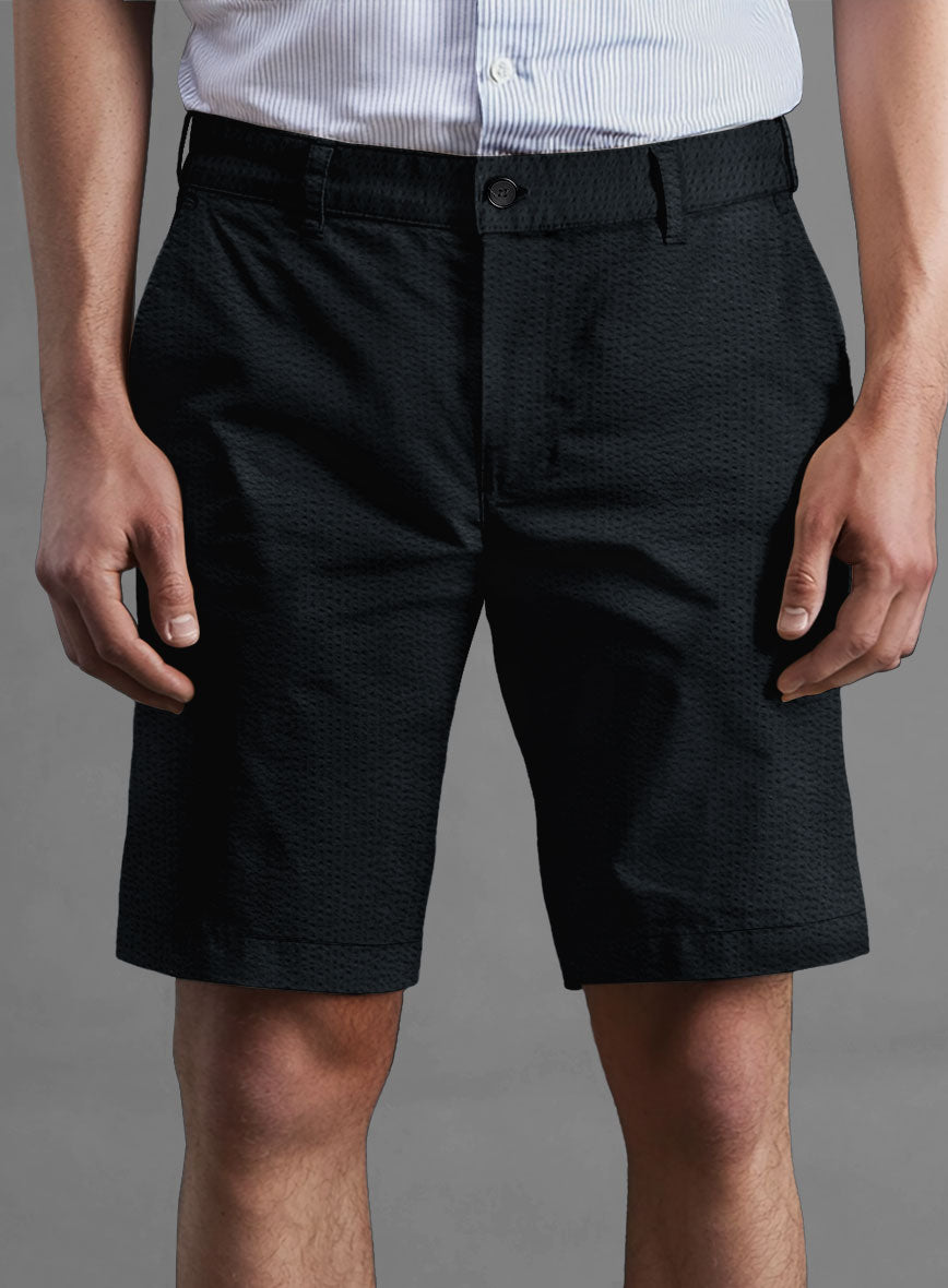 Navy Seersucker Shorts - StudioSuits