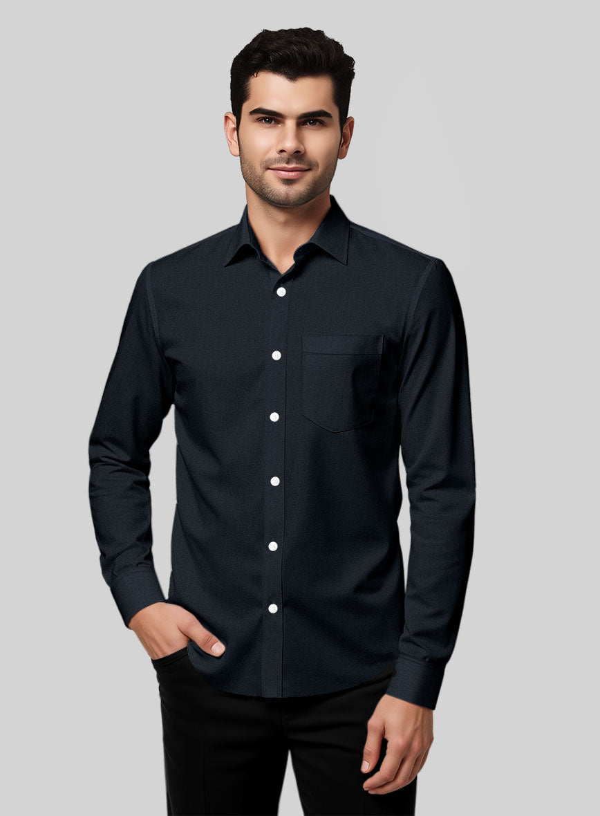 Navy Stretch Poplene Shirt - StudioSuits