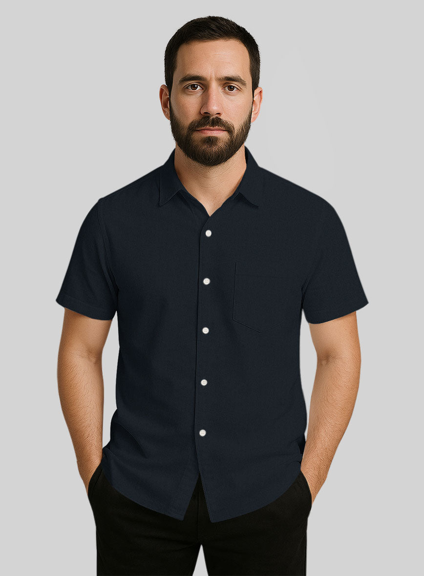 Navy Stretch Poplene Shirt - StudioSuits