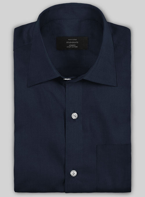 Navy Stretch Twill Shirt - StudioSuits