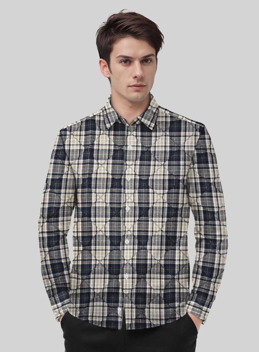 Navy Tartan Stitch Cotton Shirt - StudioSuits