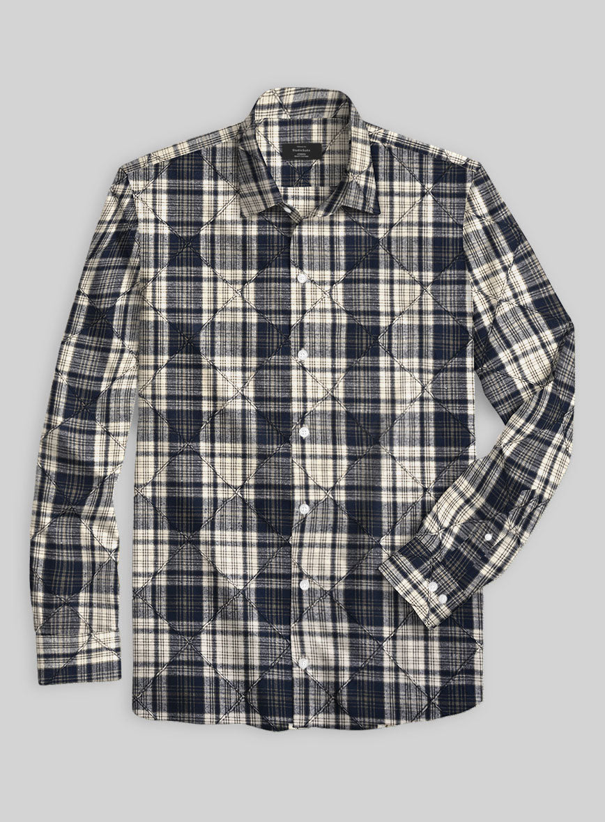 Navy Tartan Stitch Cotton Shirt - StudioSuits