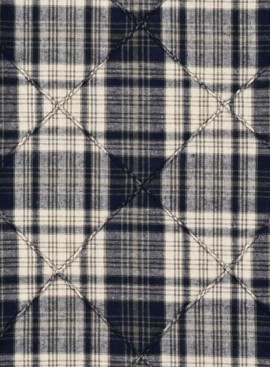 Navy Tartan Stitch Cotton Shirt - StudioSuits