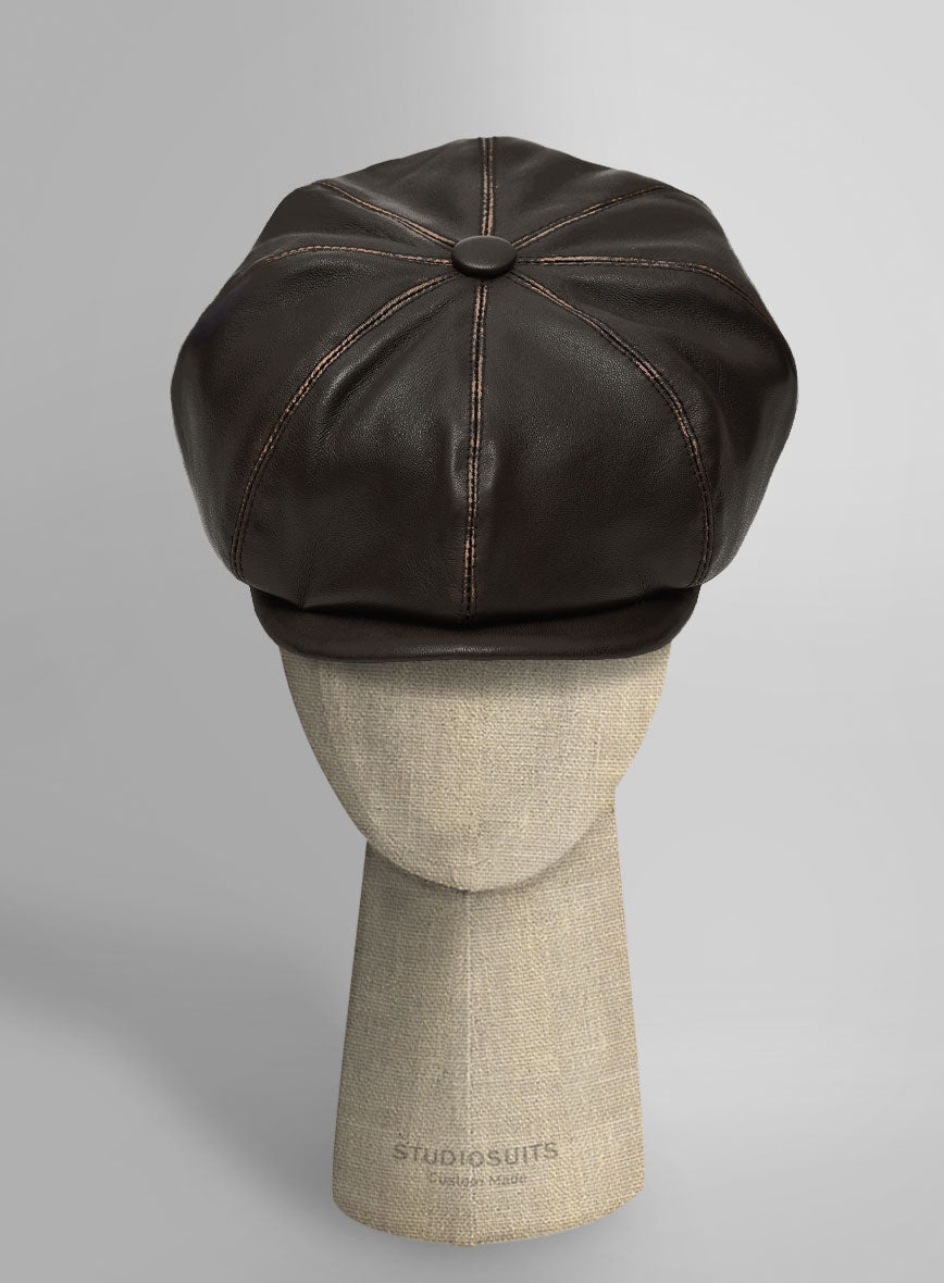 Newsboy Rubbed Brown Leather Cap - StudioSuits