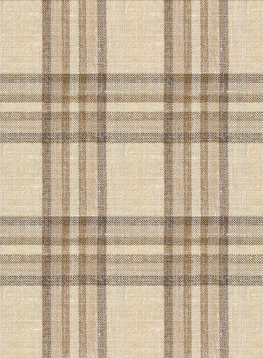Noble Beige Check Wool Silk Linen Suit - StudioSuits
