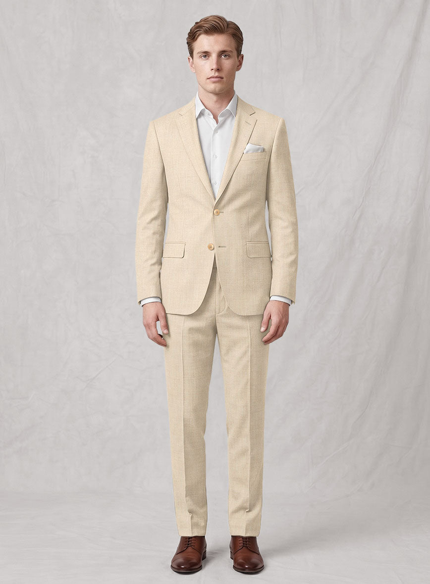 Noble Beige Wool Silk Linen Suit - StudioSuits