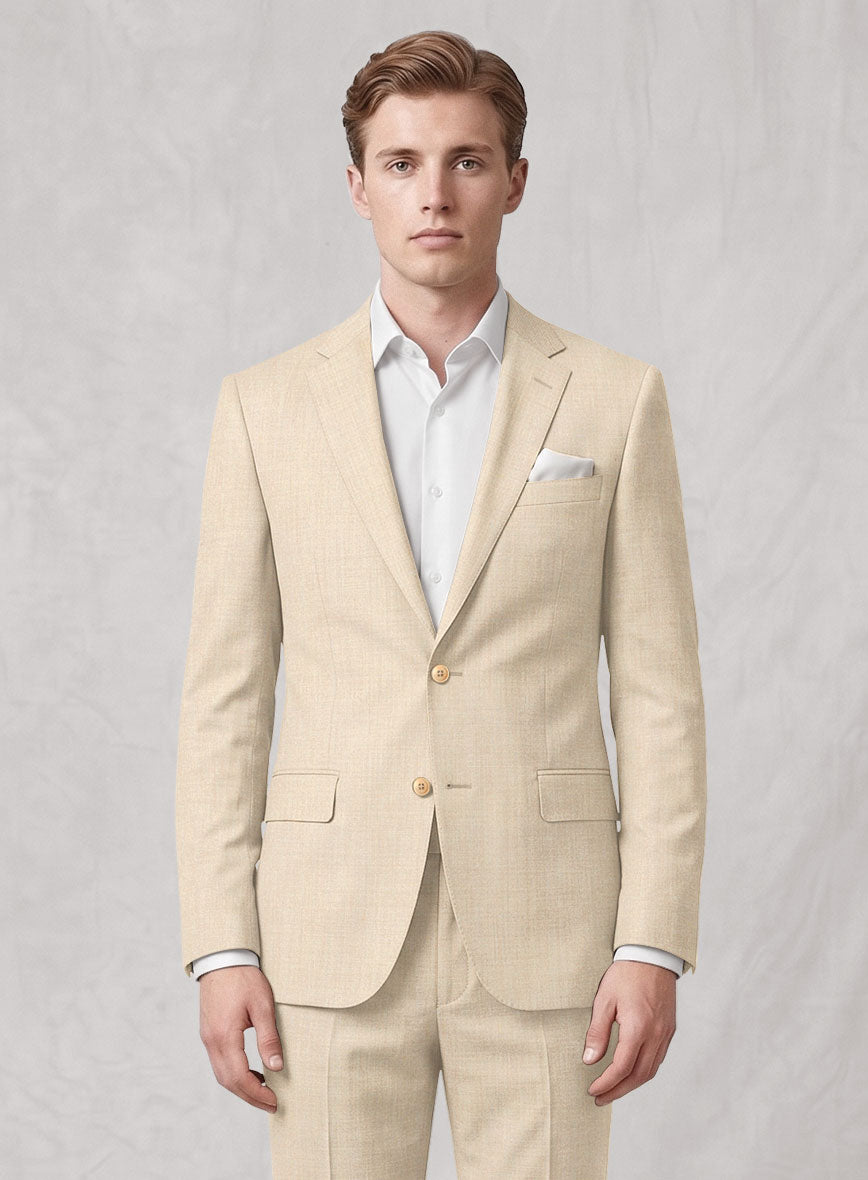 Noble Beige Wool Silk Linen Suit - StudioSuits
