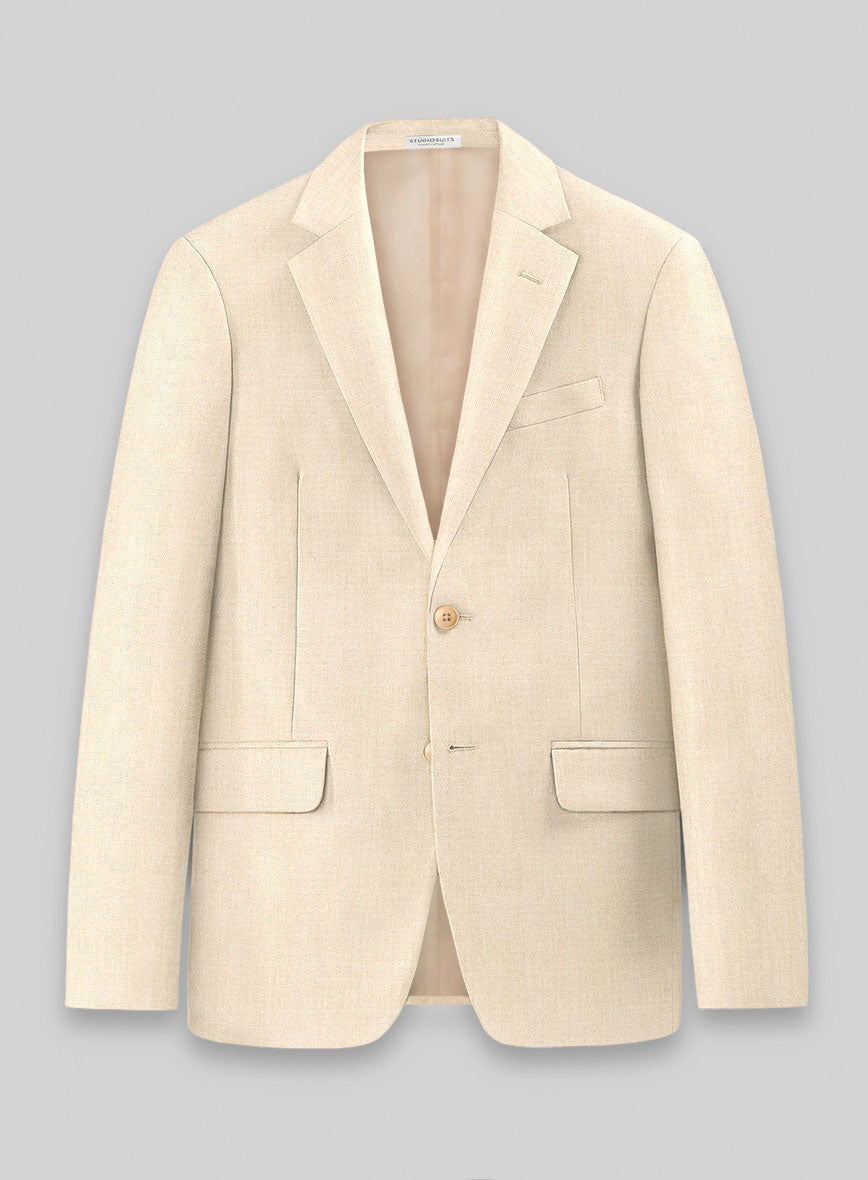 Noble Beige Wool Silk Linen Suit - StudioSuits