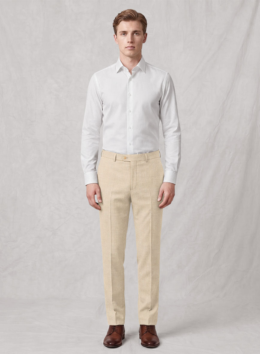 Noble Beige Wool Silk Linen Suit - StudioSuits