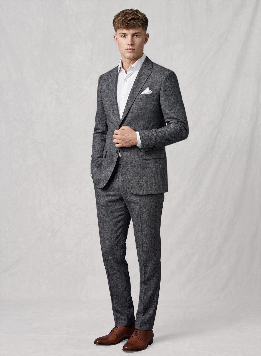 Noble Blue Gray Wool Silk Linen Suit - StudioSuits