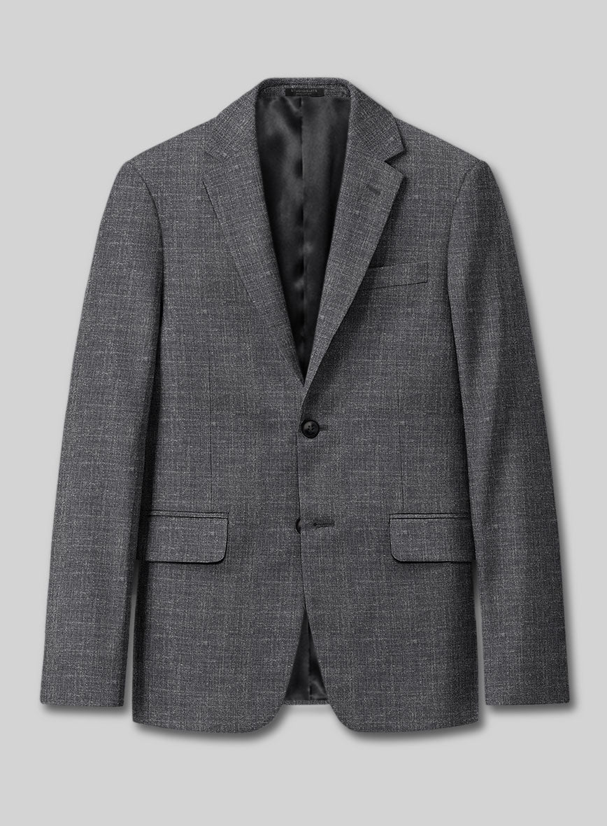 Noble Blue Gray Wool Silk Linen Jacket - StudioSuits