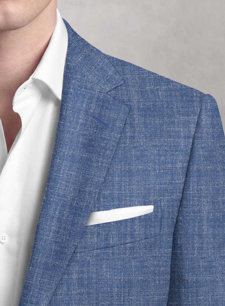 Noble Blue Wool Silk Linen Suit - StudioSuits