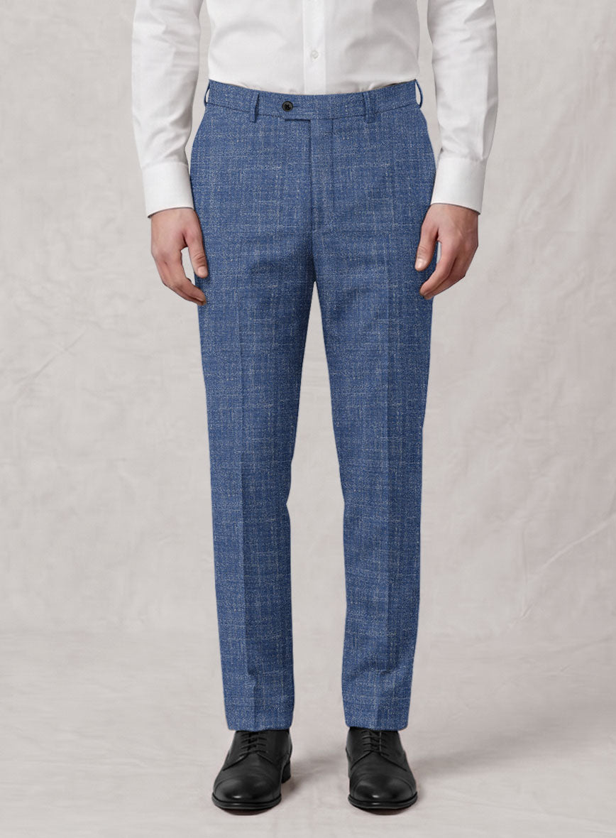 Noble Blue Wool Silk Linen Suit - StudioSuits