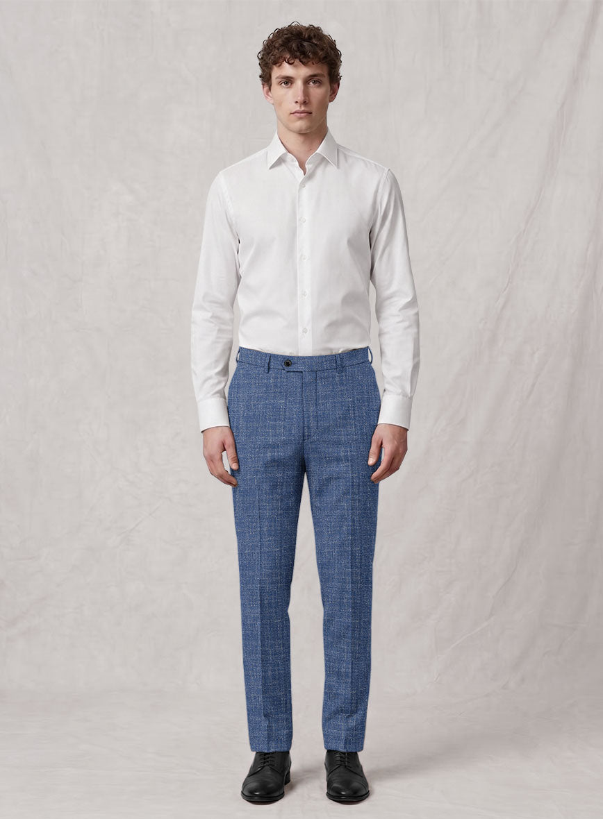 Noble Blue Wool Silk Linen Suit - StudioSuits