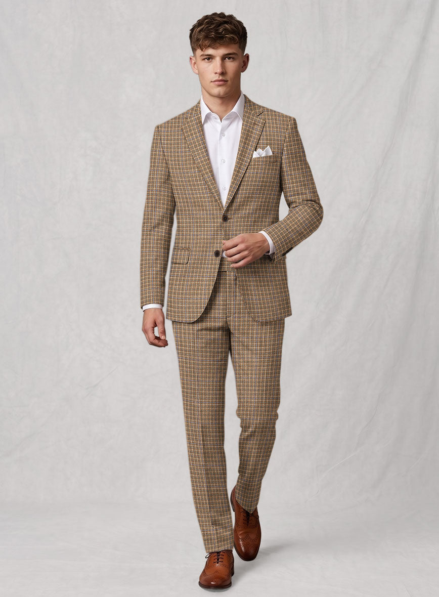 Noble Carmen Check Wool Silk Linen Suit - StudioSuits